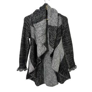 Ecologic Arts Alpaca Black White Knit Open Front Cardigan Flowy Neutral Boho